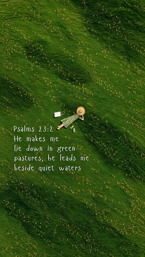 Psalm 23:2 Green Pastures Bible verse wallpaper