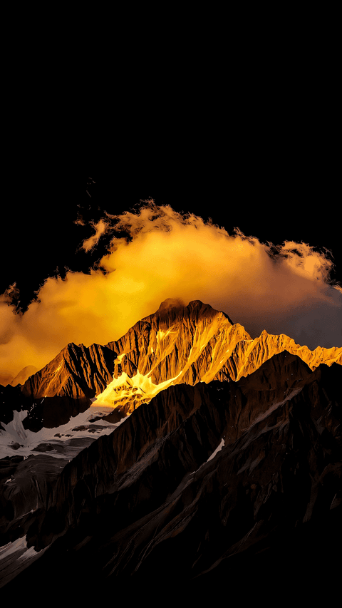 Golden Sunset Mountain Peak