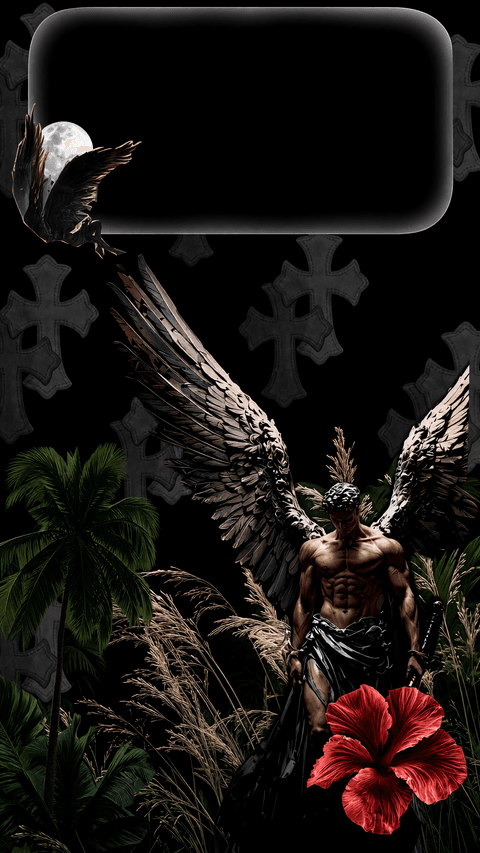Fallen Angel & Red Hibiscus Flower