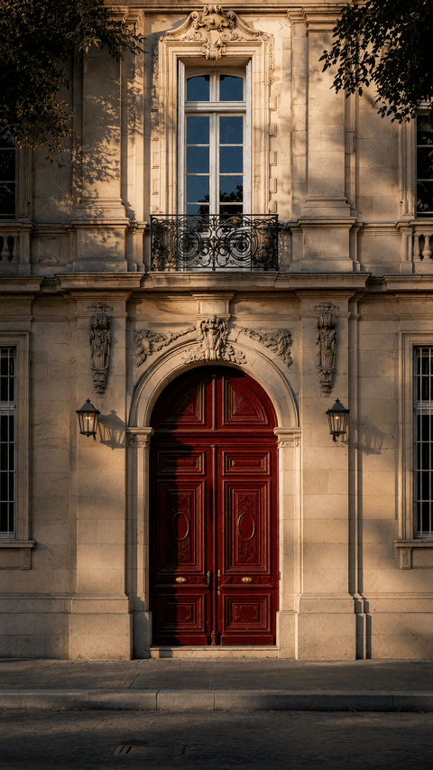 Classic European Red Door Architecture