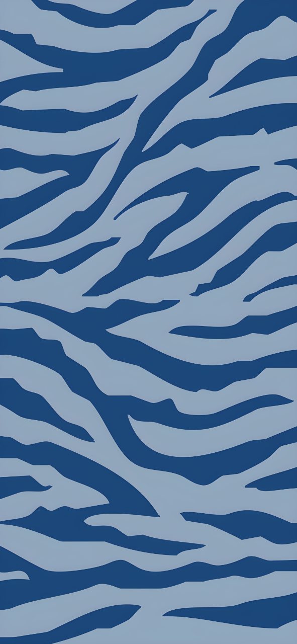 Abstract blue and gray animal print pattern with irregular flowing stripes filling a vertical phone wallpaper.