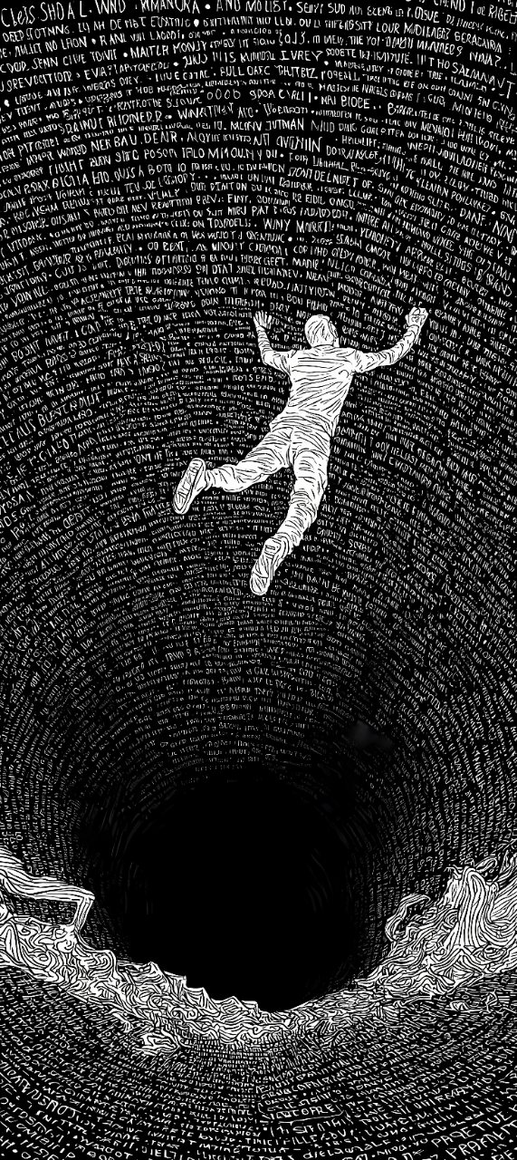 Falling Man Spiral Typography