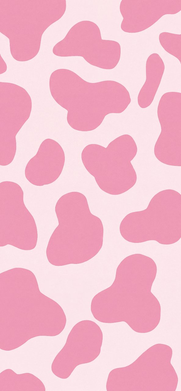 Soft pink cow print pattern with rounded organic shapes on a pale pink background.