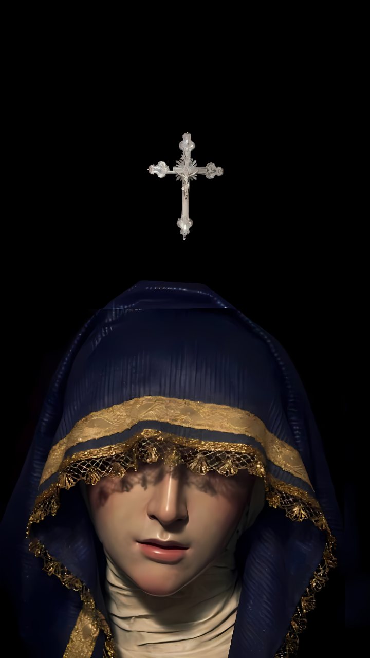 Virgin Mary Blue Veil Cross